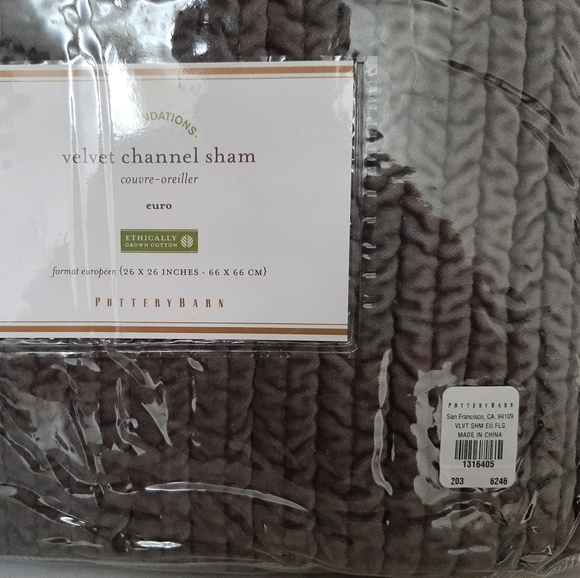 Pottery Barn Bedding Pottery Barn Velvet Channel Euro Shams Gray
